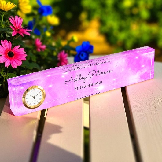 Leraar Ondernemer Gift Paarse Sparkle Naambordje