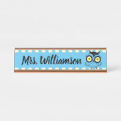 Leraar Onderwijs Librarian Professional Owl Blue Bureau Naambordje (Voorkant)