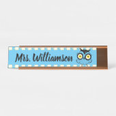 Leraar Onderwijs Librarian Professional Owl Blue Bureau Naambordje (Voorkant)