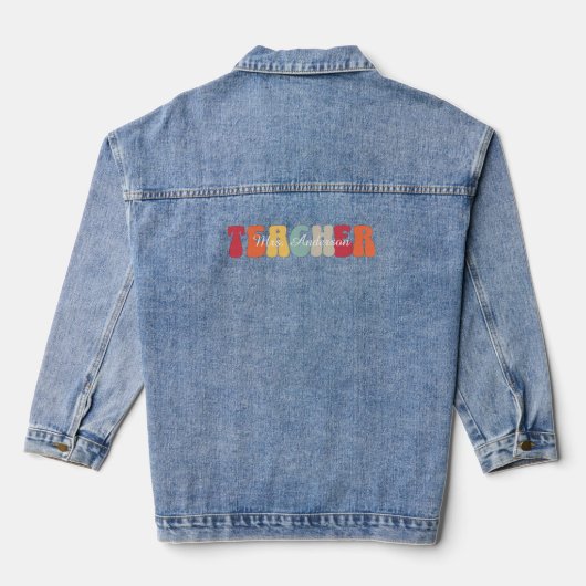 leraar-onderwijs-onderwijzen-retro-grappig denim jacket (Achterkant)