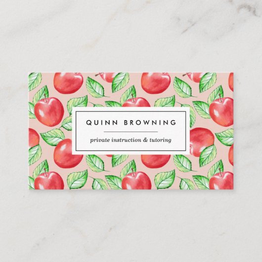 leraar | Onderwijs | TANK | Apple Pattern Visitekaartje (Voorkant)