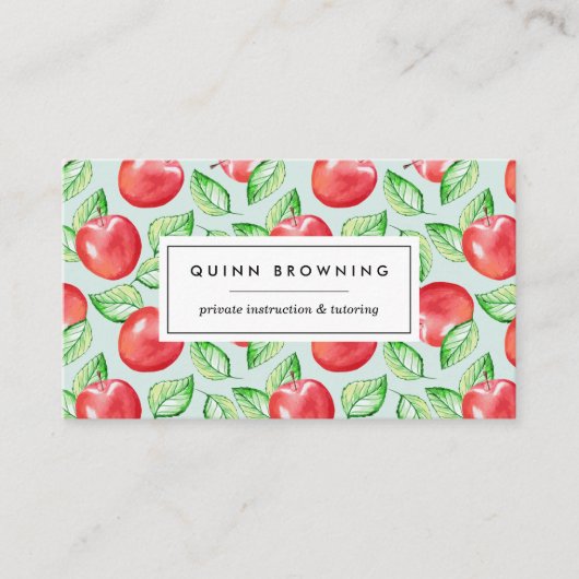 leraar | Onderwijs | TANK | Apple Pattern Visitekaartje (Voorkant)