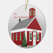 Leraar One Room School Ronde Kerstmis Keramisch Ornament (Links)