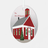 Leraar One Room School Ronde Kerstmis Metalen Ornament (Voorkant links)