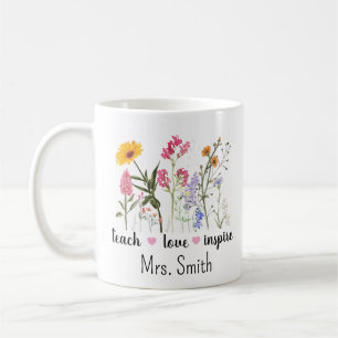 Leraar op maat beker sublimatie . Leraar bloemen b Koffiemok