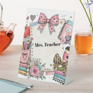 Leraar op maat bord, Cute stijl, Cadeau Reclamebord Met Voetstuk