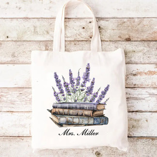 Leraar | Op maat gemaakt lavendel bloemen bruiloft Tote Bag