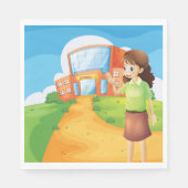 Leraar op schoolpapier Napkins Servet (Voorkant)