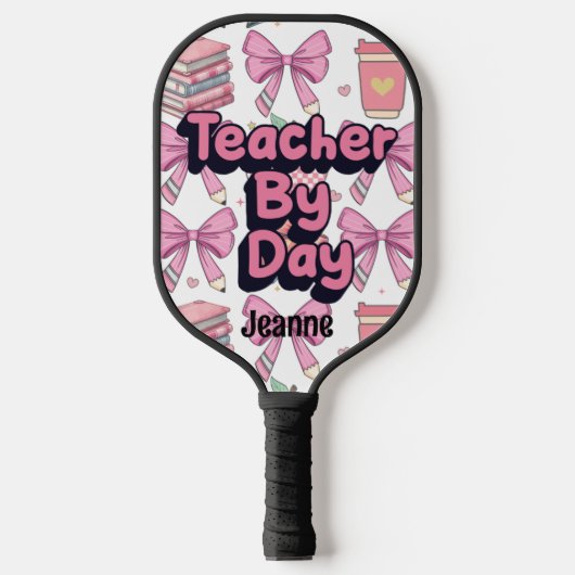 Leraar Overdag, Pickleballer bij nacht gepersonali Pickleball Paddle (Voorkant)