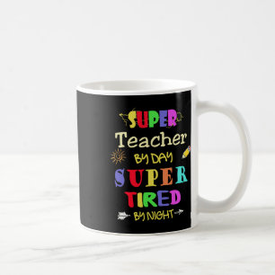 leraar overdag super moe door nacht grappige schoo koffiemok