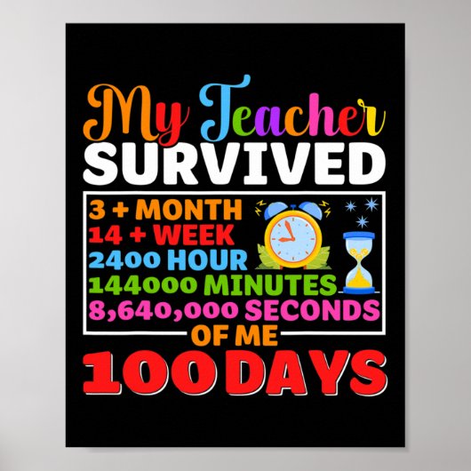 Leraar overleeft 100 Days of Me Fun 100 Day of Sch Poster (Voorkant)