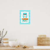 Leraar Owl Chevron Blauwgroen Poster (Keuken)