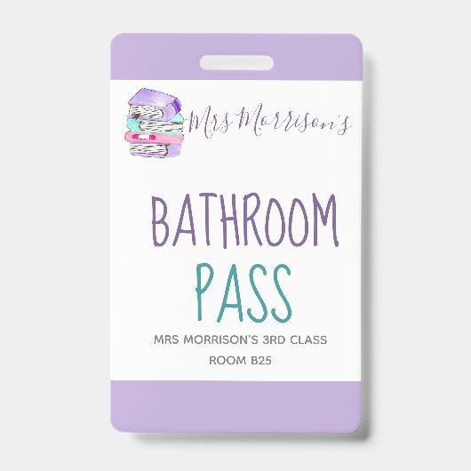 Leraar paarse badkamer pas badge (Voorzijde)