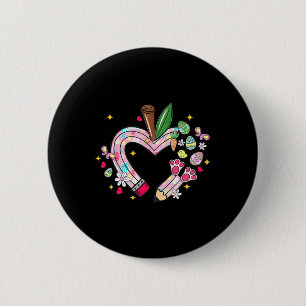 Leraar Paashaas Potlood Hart Eieren Schattig Blij Ronde Button 5,7 Cm