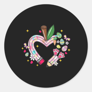 Leraar Paashaas Potlood Hart Eieren Schattig Hoppy Ronde Sticker