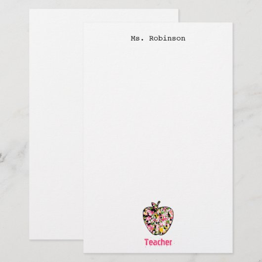 leraar Paint Splatter Apple Briefpapier (Voorkant / Achterkant)