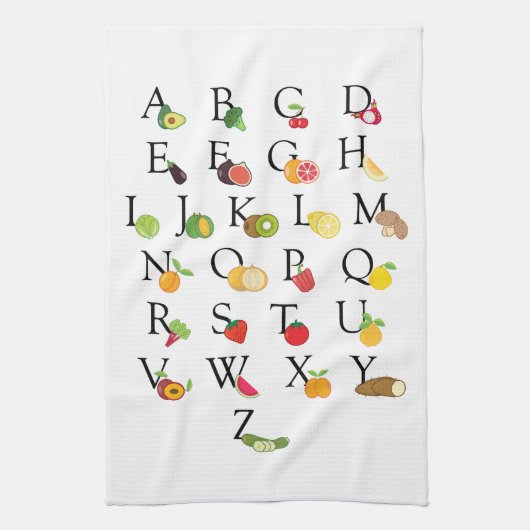 Leraar Pensioen A tot Z Fruit Veg Alphabet Theedoek (Verticaal)