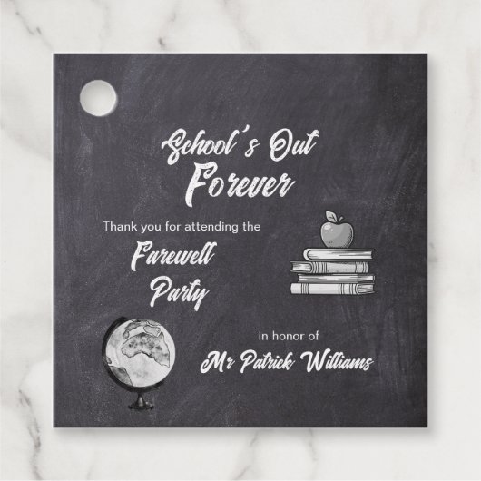 Leraar Pensioen Afscheid Blackboard Nostalgic Bedankjes Labels (Voorkant)