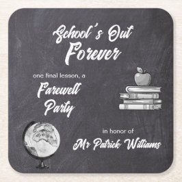 Leraar Pensioen Afscheid Blackboard Nostalgic Kartonnen Onderzetters