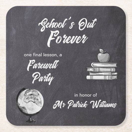 Leraar Pensioen Afscheid Blackboard Nostalgic Kartonnen Onderzetters (Voorkant)