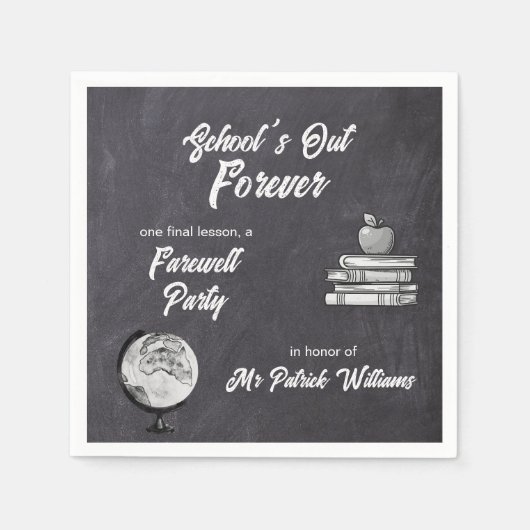 Leraar Pensioen Afscheid Blackboard Nostalgic Servet (Voorkant)