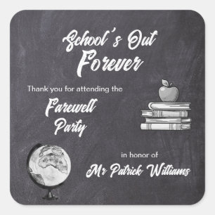 Leraar Pensioen Afscheid Blackboard Nostalgic Vierkante Sticker