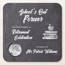 Leraar Pensioen Krijt Blackboard Nostalgisch Kartonnen Onderzetters