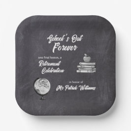 Leraar Pensioen Krijt Blackboard Nostalgisch Papieren Bordje