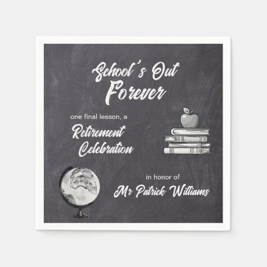 Leraar Pensioen Krijt Blackboard Nostalgisch Servet (Voorkant)