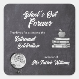 Leraar Pensioen Krijt Blackboard Nostalgisch Vierkante Sticker