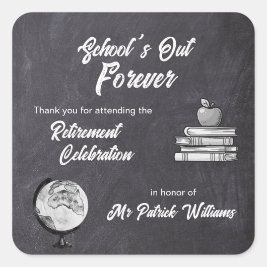 Leraar Pensioen Krijt Blackboard Nostalgisch Vierkante Sticker (Voorkant)