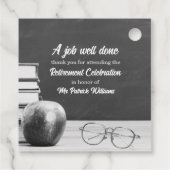 Leraar Pensioen schoolbord Apple Boeken Noir Bedankjes Labels (Achterkant)