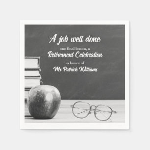 Leraar Pensioen schoolbord Apple Boeken Noir Servet