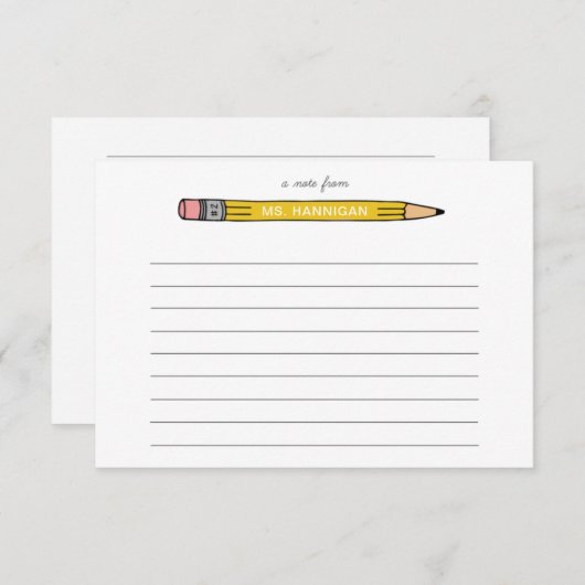 Leraar persoonlijke notitiekaarten met nr. 2 potlo (Voorkant / Achterkant)