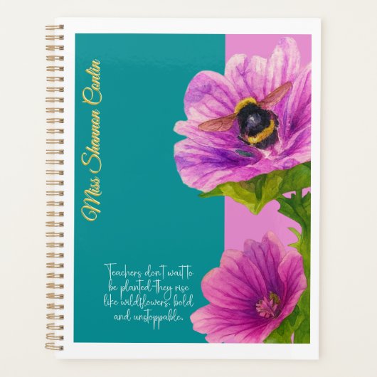 Leraar Planner met Mallow Flowers en Bumblebee (Voorkant)