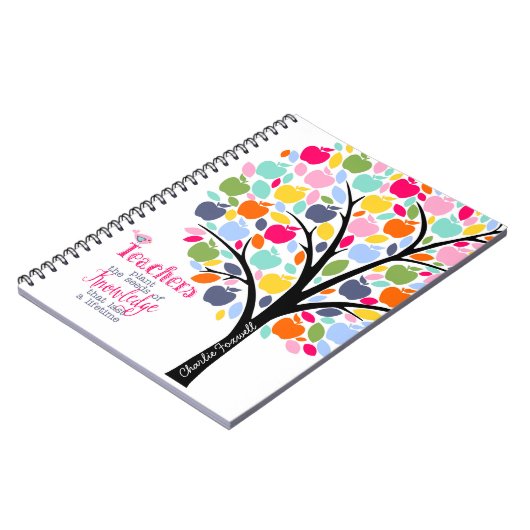 leraar plant een zaadje van kenniskleurige appel notitieboek (Linkerzijde)