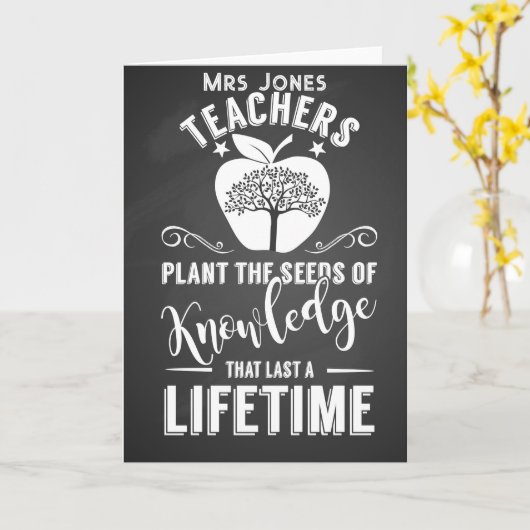 Leraar plant het zaad van kennis kaart (Gele Bloem)