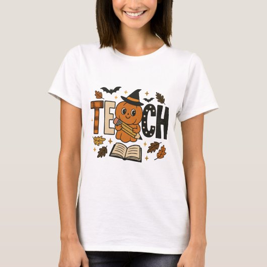 Leraar Pompoen Halloween Onderwijzer T-shirt (Voorkant)