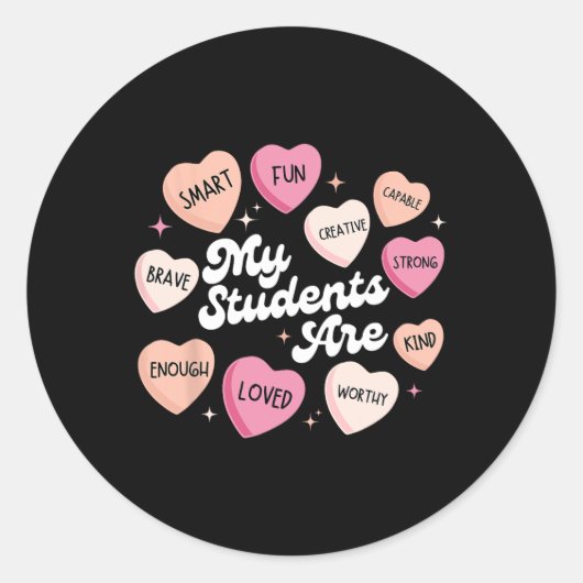 Leraar Positieve Affirmaties Valentijnskaart Candy Ronde Sticker (Voorkant)
