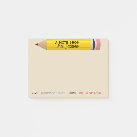 Leraar Post it Opmerking Gepersonaliseerd Post-it® Notes (Voorkant)