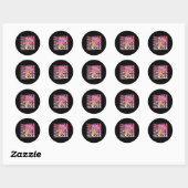 Leraar Potlood Ck Naar School Groovy Roze Leraar F Ronde Sticker (Vel)