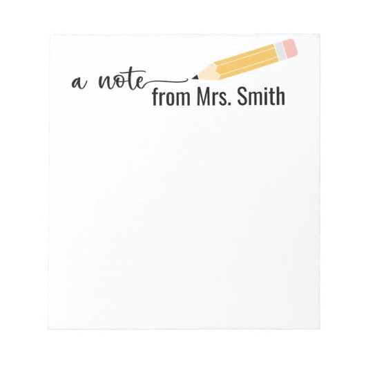 Leraar potlood "een notitie van" Notitieblok (Voorkant)