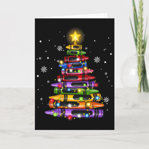 Leraar Potlood Kerstboom Lichtjes Student School Kaart