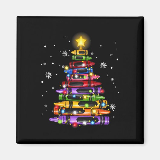 Leraar Potlood Kerstboom Lichtjes Student School Magneet (Voorkant)