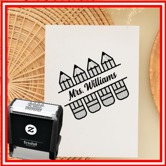 Leraar Potlood Terug Naar School Waardering Zelfinktende Stempel