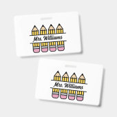 Leraar Potlood Waardering Terug naar School Badge (Voor- en achterkant)