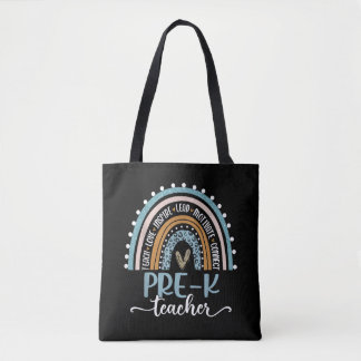 Leraar Pre-K Luipaard Boho Regenboog Terug naar Sc Tote Bag