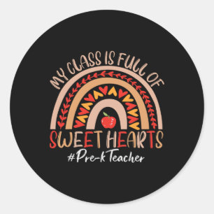 Leraar Pre-k Mijn Klas Zit Vol Zoete Hartjes Valen Ronde Sticker