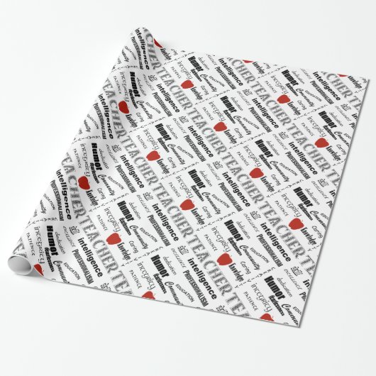 Leraar Pride+Red Apple/Text Design Cadeaupapier (Uitgerold)