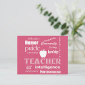 Leraar Pride+White Text Design/Roze Briefkaart (Staand voorkant)